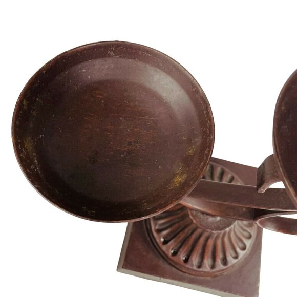 MCM Wrought Iron Candle Holder Three Tiered Pillar Stand Heavy Vintage u - Picture 2 of 5